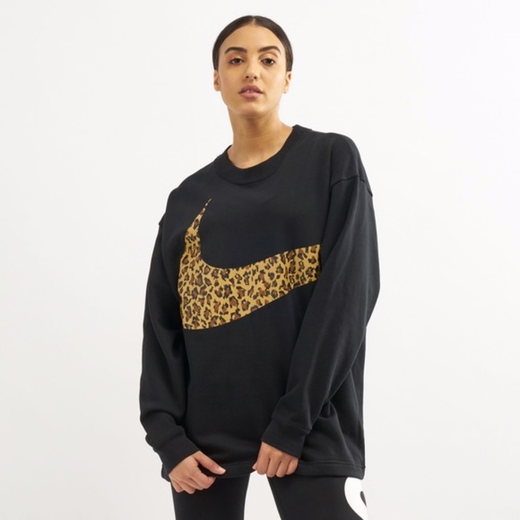 Nike Black Leopard Print Swoosh Graphic 